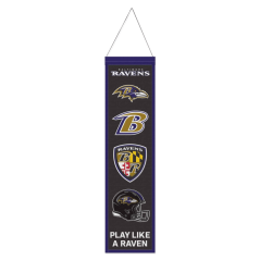 Vlněný banner na zeď NFL Baltimore Ravens Logo Evolution WinCraft Brand