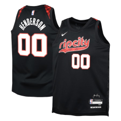Dětský dres NBA Portland Trail Blazers Scoot Henderson City Edition Swingman Jersey Nike Black