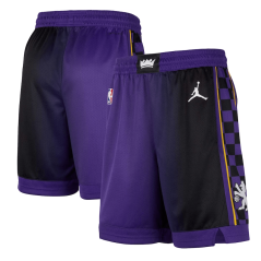 Basketbalové trenýrky NBA Sacramento Kings Statement Edition Swingman Jordan Brand Black - Purple