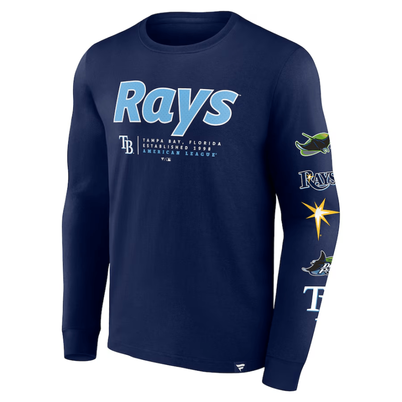 Tričko s dlouhým rukávem MLB Tampa Bay Rays Strike the Goal Fanatics Branded Navy