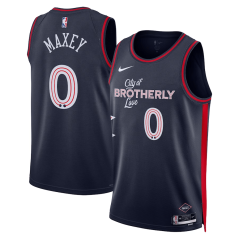 Dres NBA Philadelphia 76ers Tyrese Maxey City Edition Swingman Jersey Nike Navy