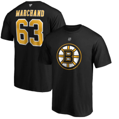 Tričko NHL Boston Bruins Brad Marchand #63 Player Name & Number Fanatics Branded Black