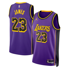 Dres NBA Los Angeles Lakers LeBron James Statement Edition Swingman Jersey Jordan Brand - Purple