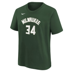 Dětské tričko NBA Milwaukee Bucks Giannis Antetokounmpo #34 Icon Edition Player Name & Number Nike Green