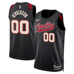 Dres NBA Portland Trail Blazers Scoot Henderson City Edition Swingman Jersey Nike Black