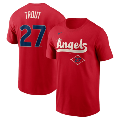 Tričko MLB Los Angeles Angels City Connect Mike Trout #27 Player Name & Number Nike - Red
